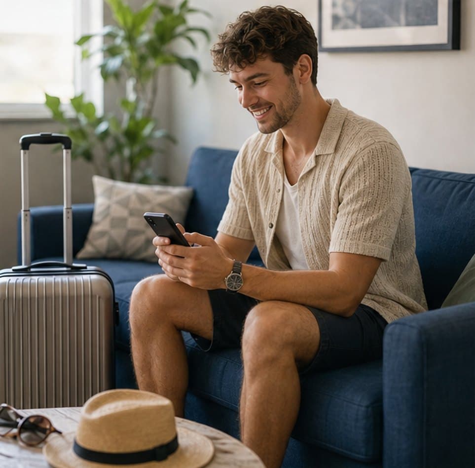 Employee checking an approved leave request on a phone before a holiday